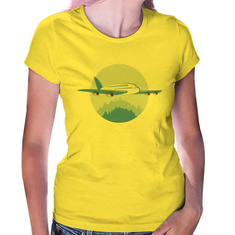 Baby Look Avião nas Montanhas - Amarela