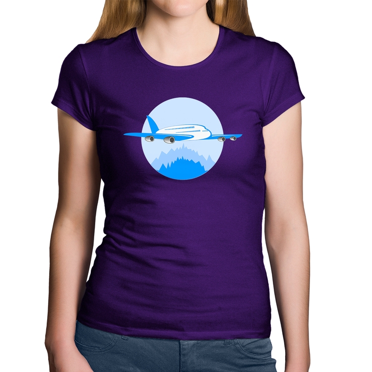 Baby Look Algodão Avião nas Montanhas - Roxa