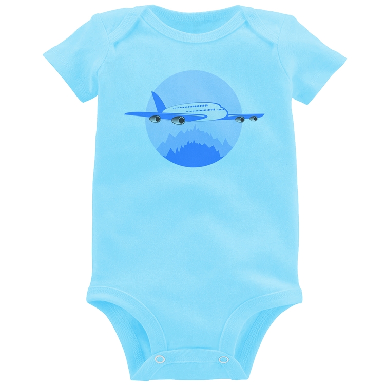 Body Bebê Avião nas Montanhas - Azul Bebê