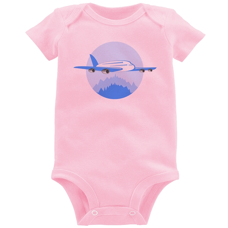 Body Bebê Avião nas Montanhas - Rosa Bebê
