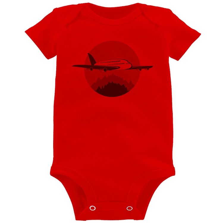 Body Bebê Avião nas Montanhas - Vermelho