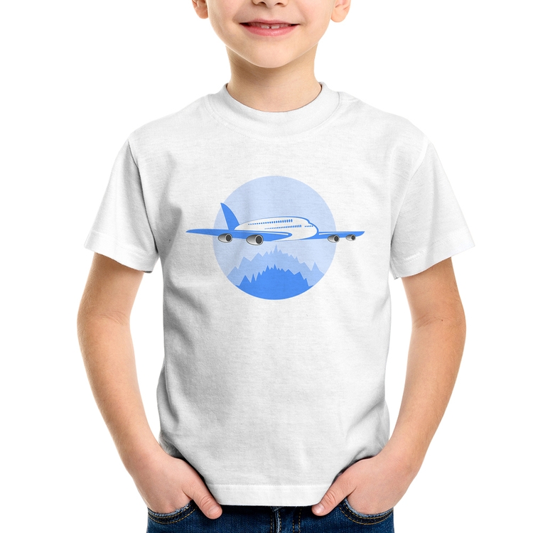 Camiseta Infantil Avião nas Montanhas