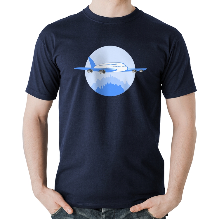 Camiseta Algodão Avião nas Montanhas - Marinho