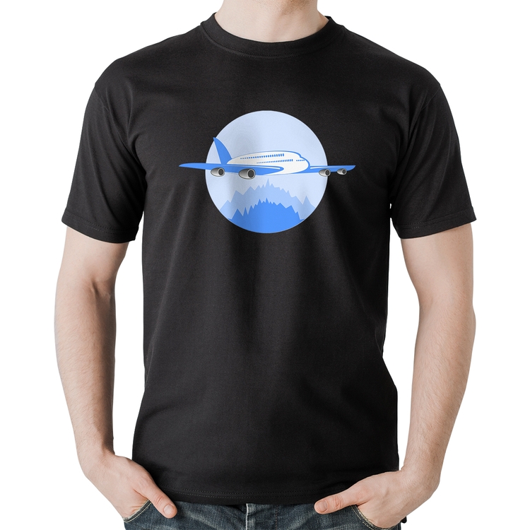 Camiseta Algodão Avião nas Montanhas