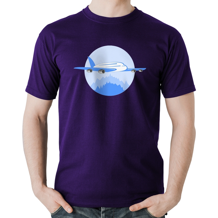 Camiseta Algodão Avião nas Montanhas - Roxa