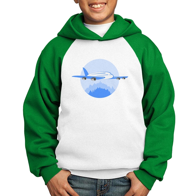 Moletom Infantil Avião nas Montanhas - Branco/Verde