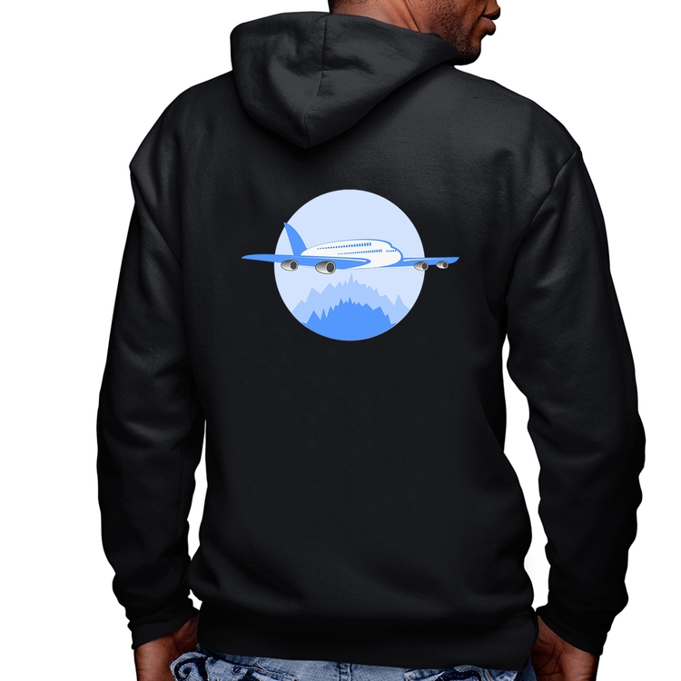 Blusa Moletom Avião nas Montanhas Masculina com Capuz e Zíper