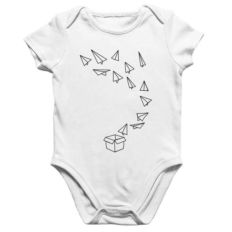 Body Bebê Algodão Aviões de Papel - Branco