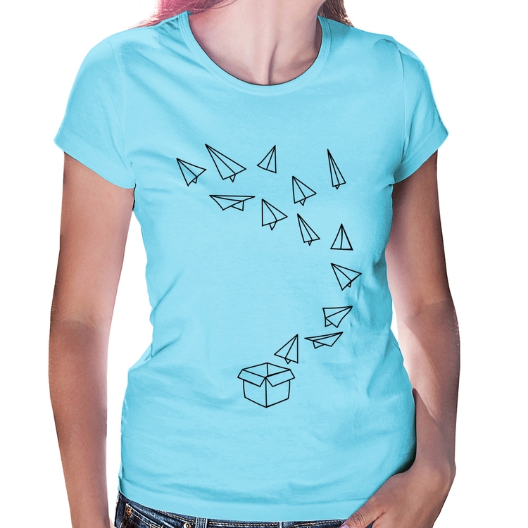 Baby Look Aviões de Papel - Azul Bebê