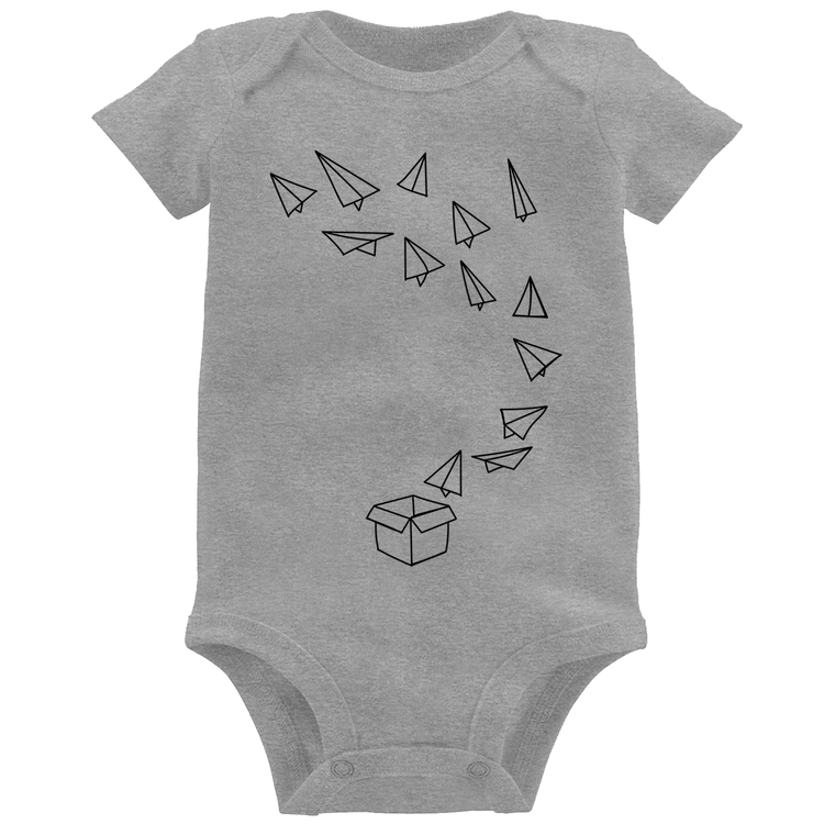 Body Bebê Aviões de Papel - Cinza