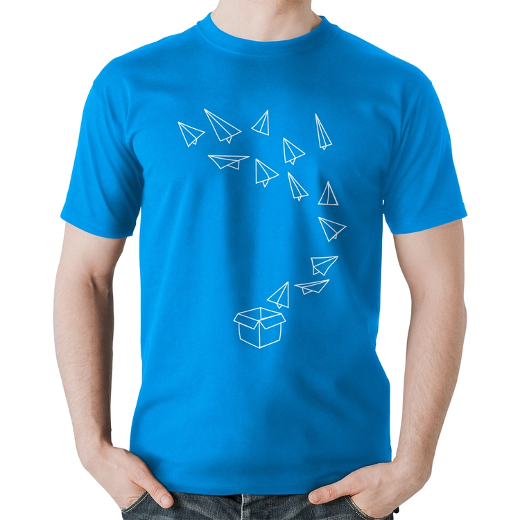 Camiseta Algodão Aviões de Papel - Azul