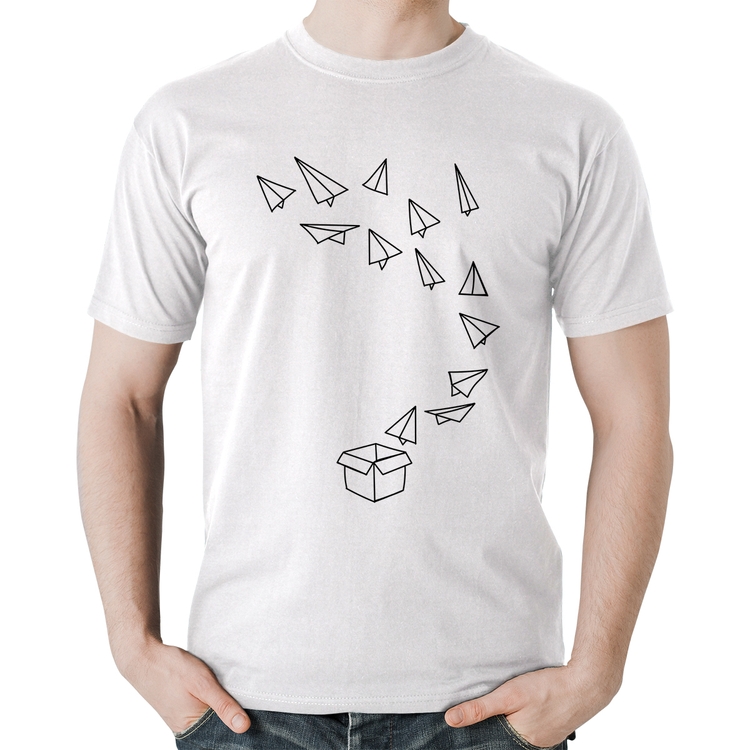 Camiseta Algodão Aviões de Papel - Branca