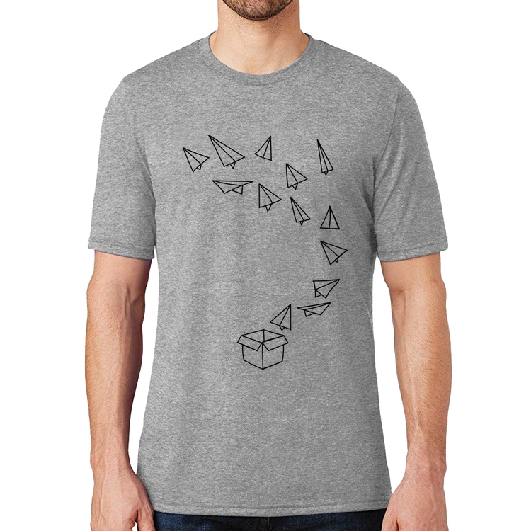 Camiseta Aviões de Papel - Cinza