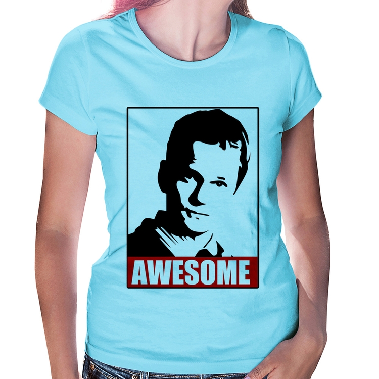 Baby Look Awesome Barney Stinson - Azul Bebê