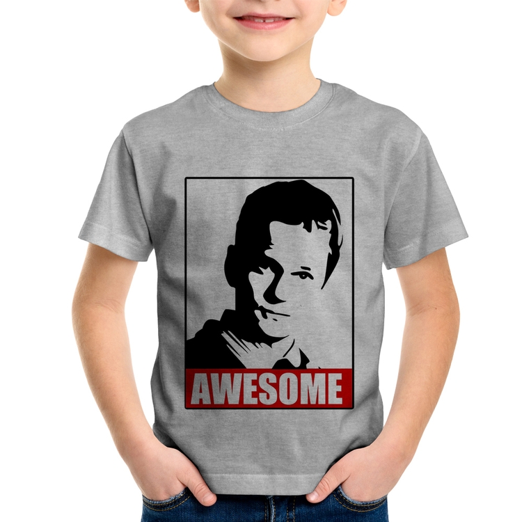 Camiseta Infantil Awesome Barney Stinson - Cinza