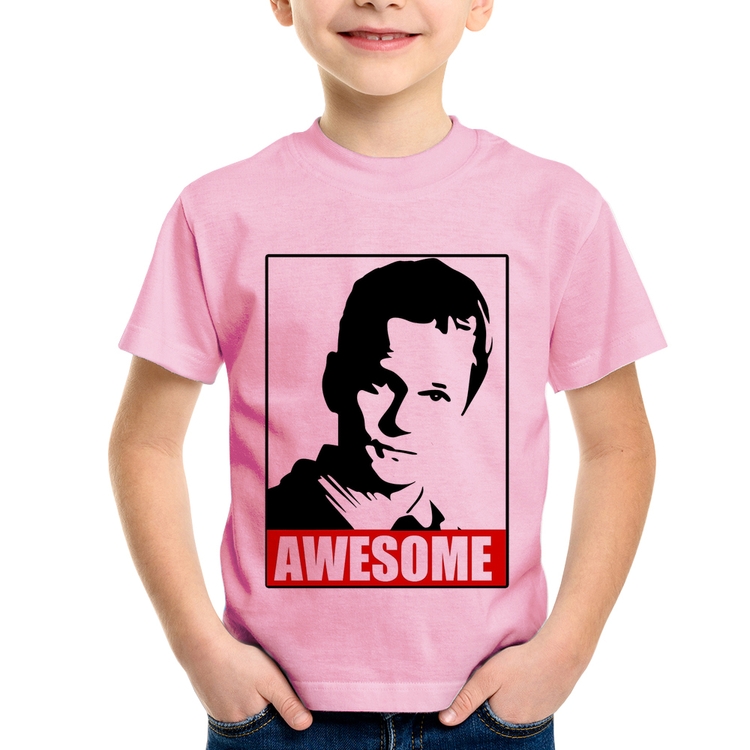 Camiseta Infantil Awesome Barney Stinson - Rosa Bebê