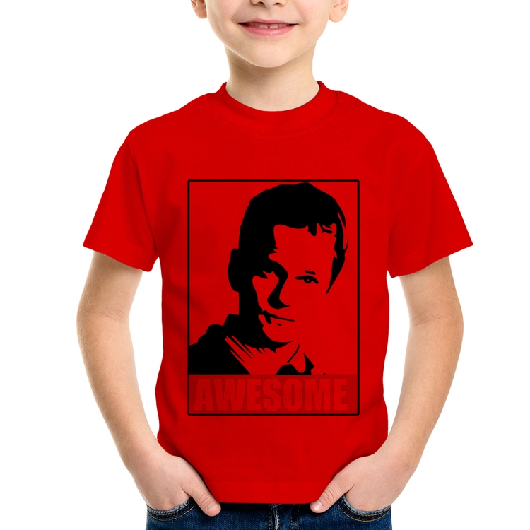Camiseta Infantil Awesome Barney Stinson - Vermelha