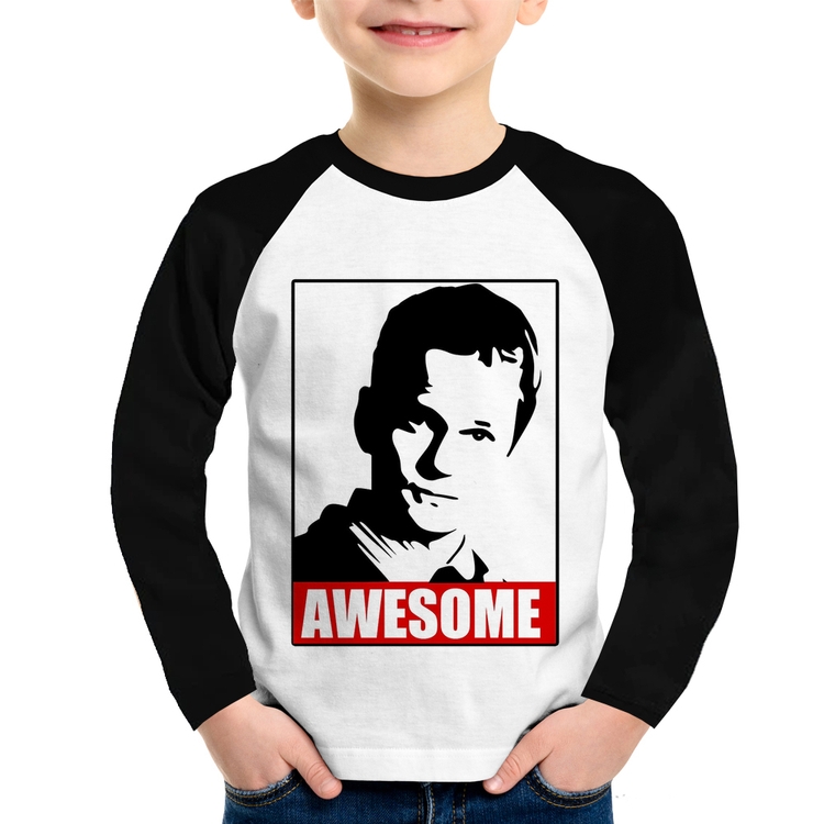 Camiseta Raglan Infantil Awesome Barney Stinson Manga Longa