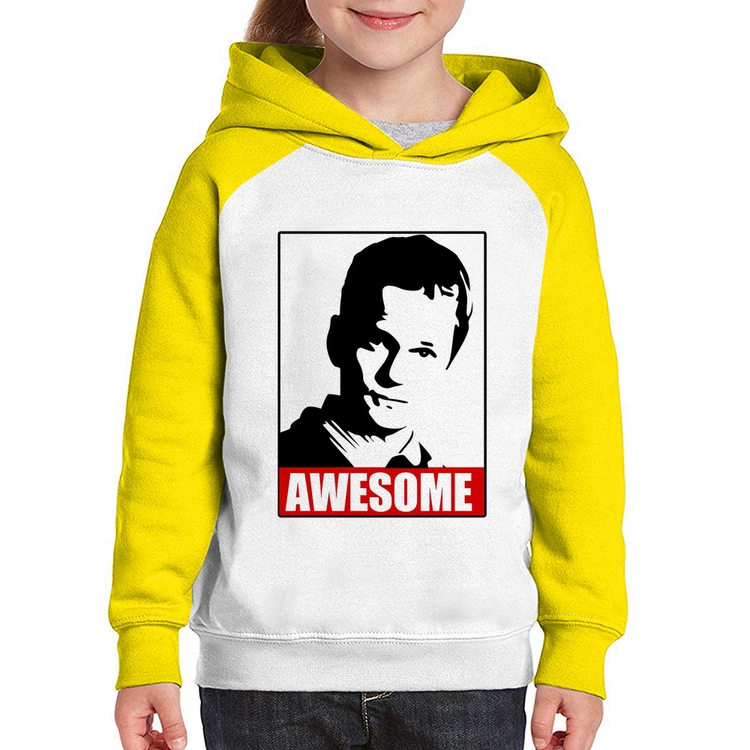 Moletom Infantil Awesome Barney Stinson - Branco/Amarelo