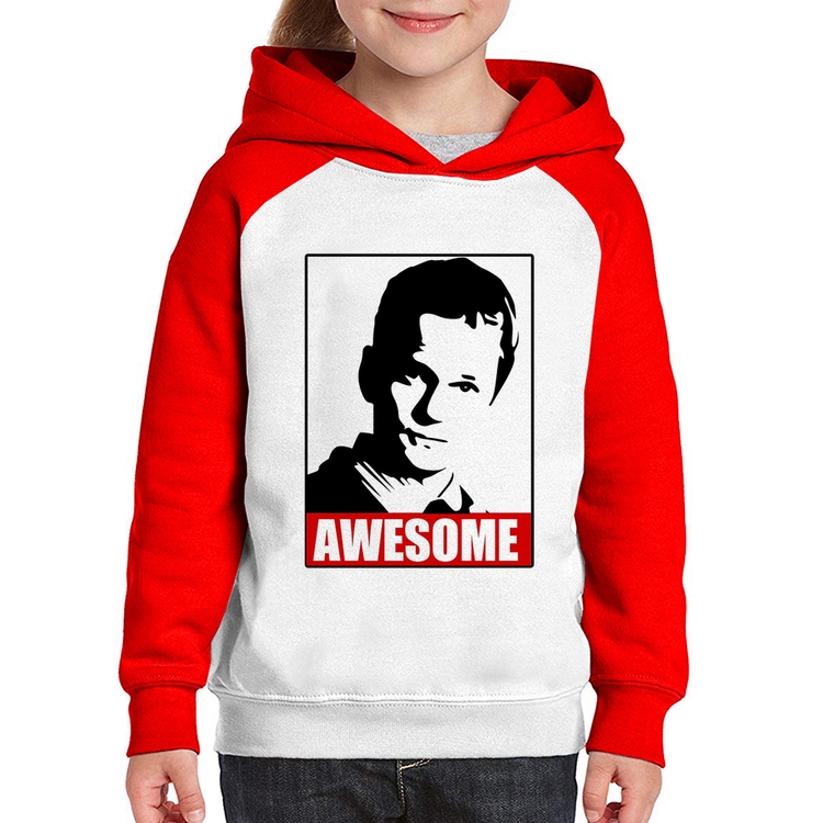 Moletom Infantil Awesome Barney Stinson - Branco/Vermelho
