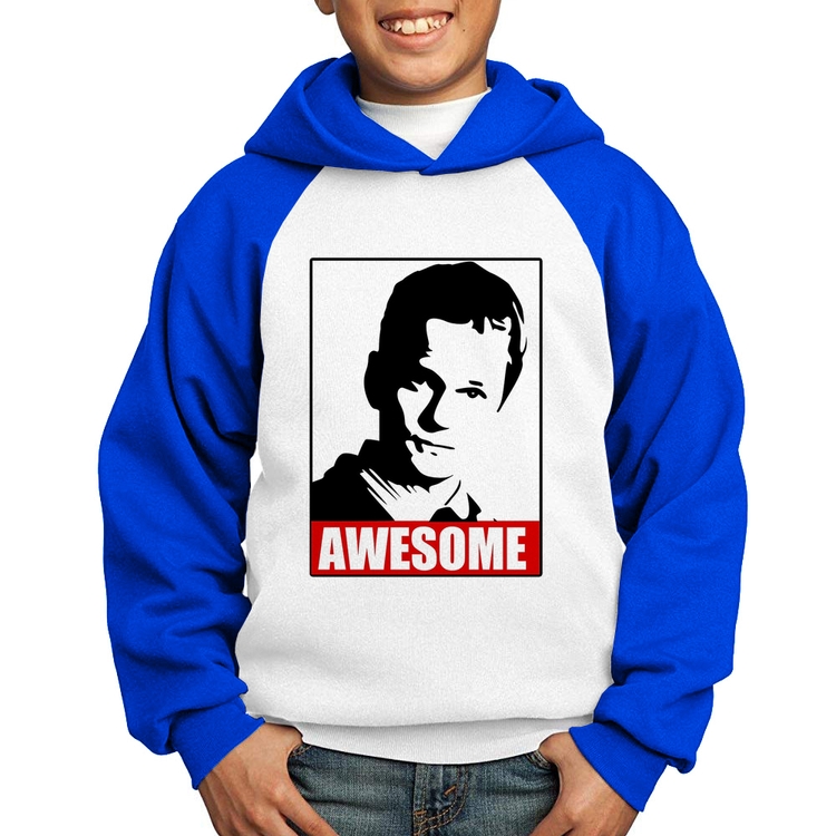 Moletom Infantil Awesome Barney Stinson - Branco/Azul