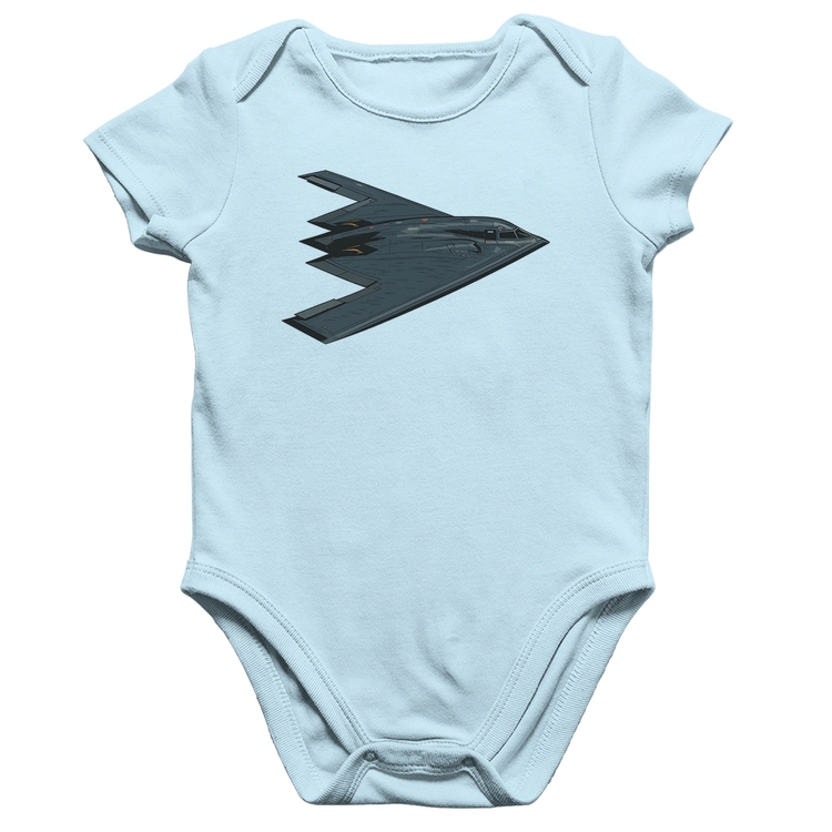 Body Bebê Algodão B-2 Spirit Avião Invisível - Azul Bebê