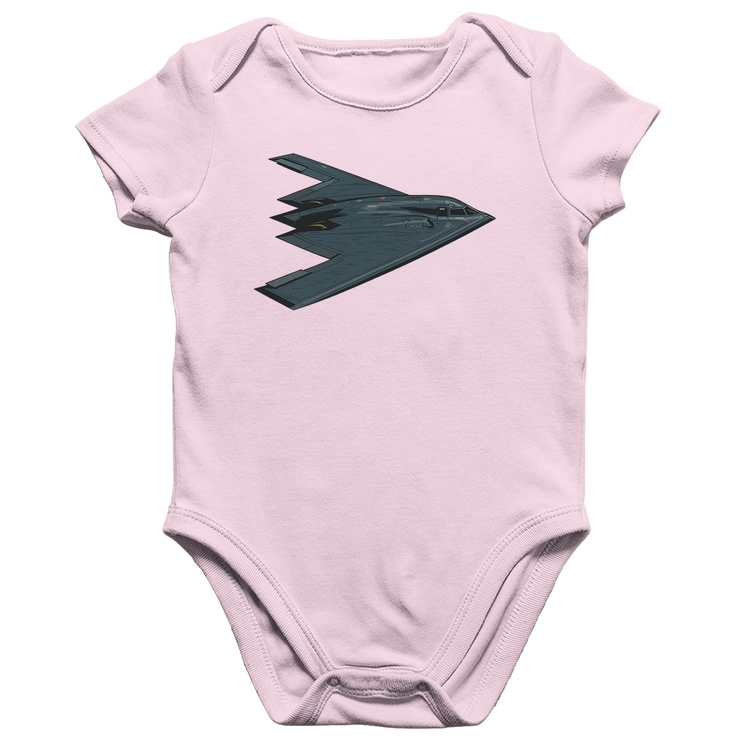 Body Bebê Algodão B-2 Spirit Avião Invisível - Rosa Bebê