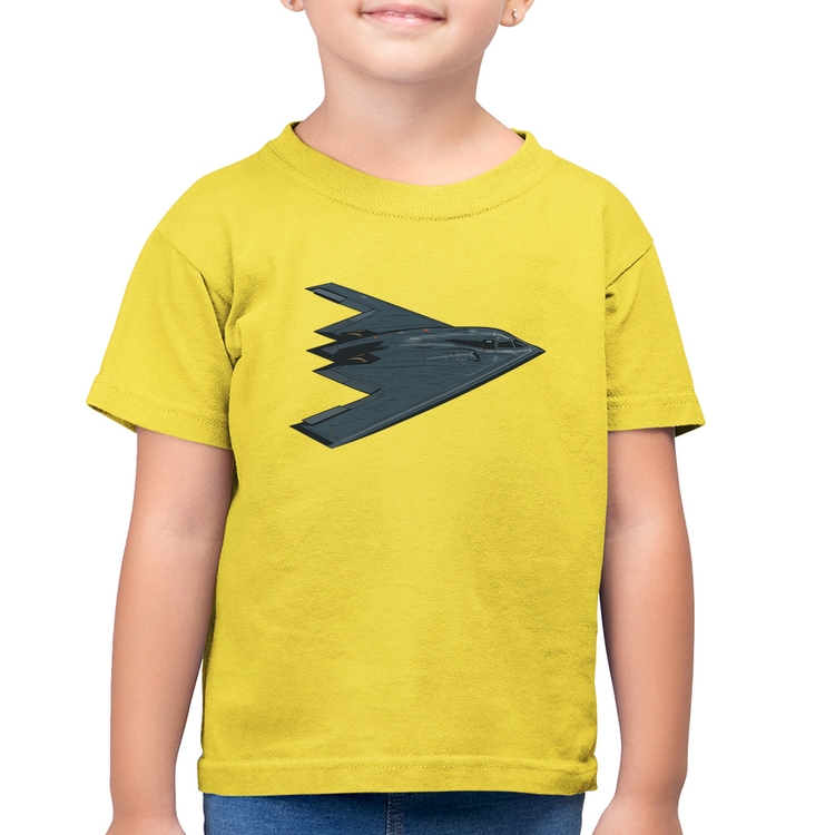 Camiseta Algodão Infantil B-2 Spirit Avião Invisível - Amarelo Canário