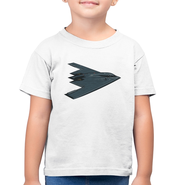 Camiseta Algodão Infantil B-2 Spirit Avião Invisível - Branca