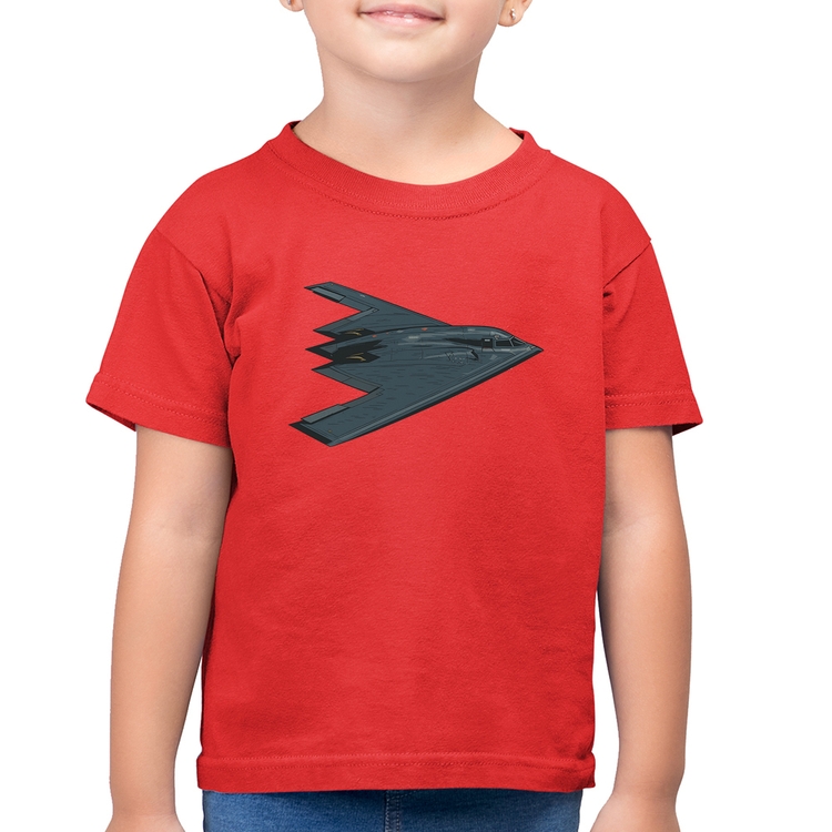 Camiseta Algodão Infantil B-2 Spirit Avião Invisível - Vermelha