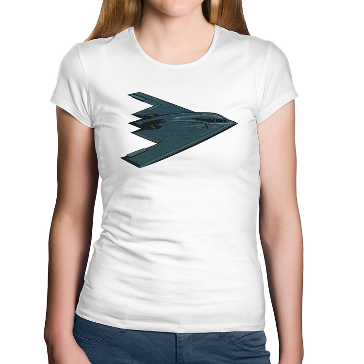 Baby Look Algodão B-2 Spirit Avião Invisível - Branca