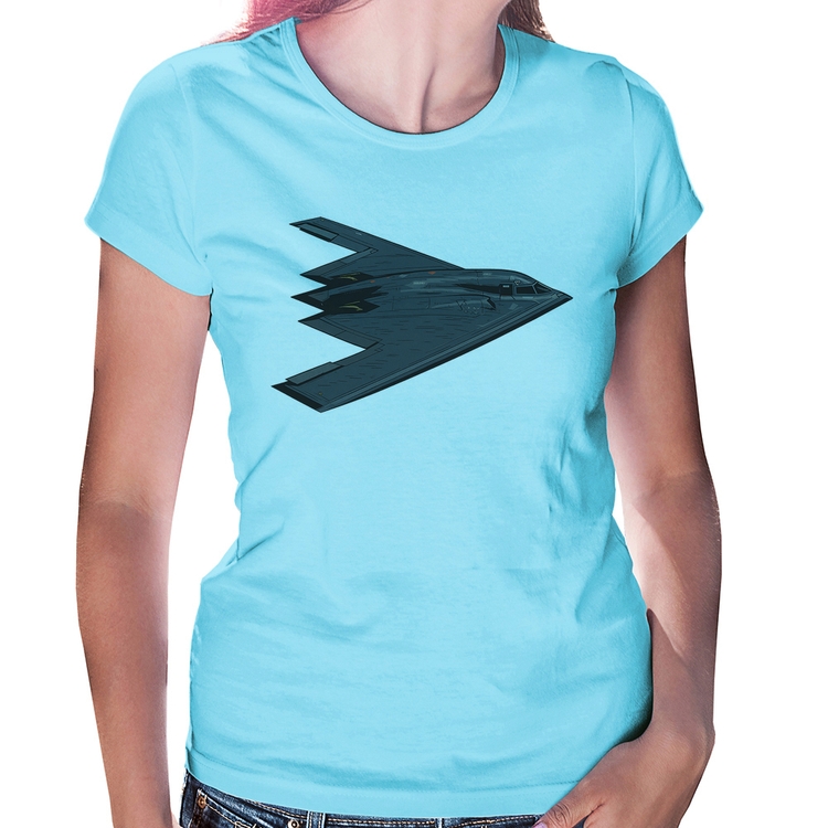 Baby Look B-2 Spirit Avião Invisível - Azul Bebê