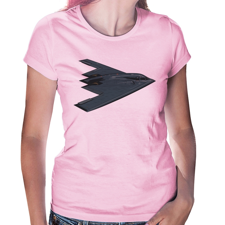 Baby Look B-2 Spirit Avião Invisível - Rosa Bebê