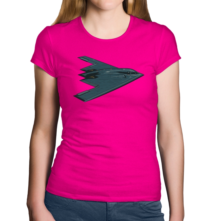 Baby Look Algodão B-2 Spirit Avião Invisível - Rosa