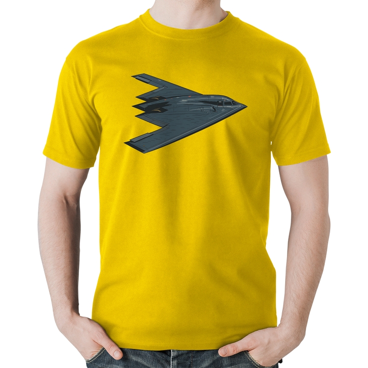 Camiseta Algodão B-2 Spirit Avião Invisível - Amarela