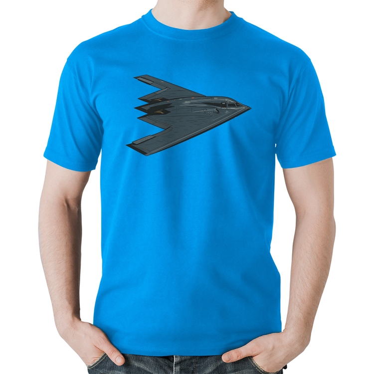 Camiseta Algodão B-2 Spirit Avião Invisível - Azul