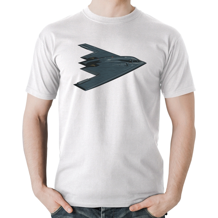 Camiseta Algodão B-2 Spirit Avião Invisível - Branca