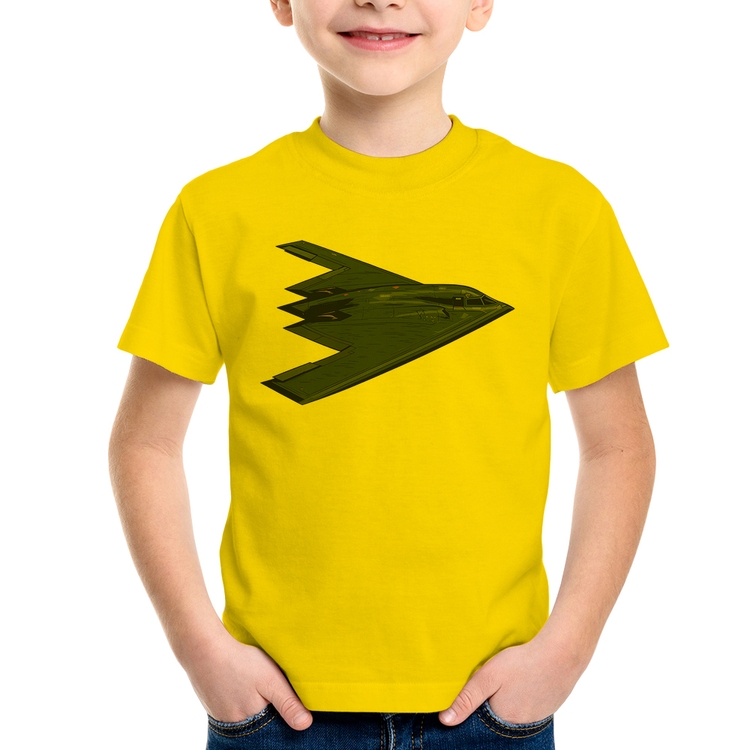 Camiseta Infantil B-2 Spirit Avião Invisível - Amarela