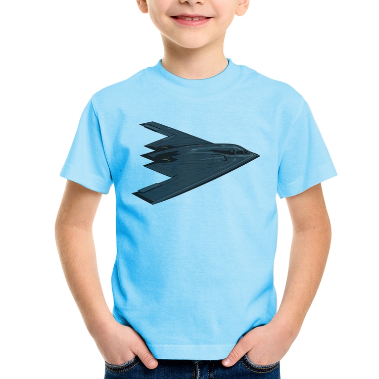 Camiseta Infantil B-2 Spirit Avião Invisível - Azul Bebê