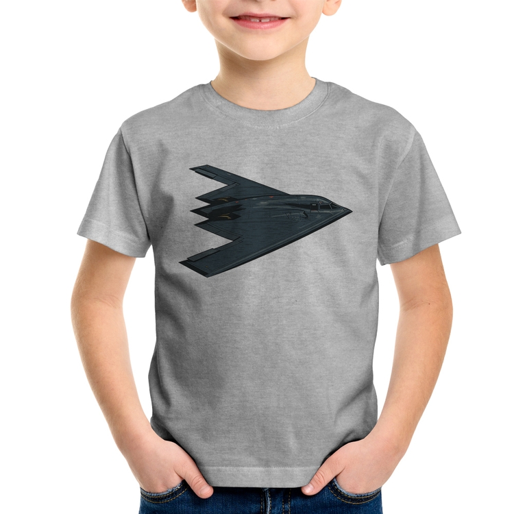 Camiseta Infantil B-2 Spirit Avião Invisível - Cinza