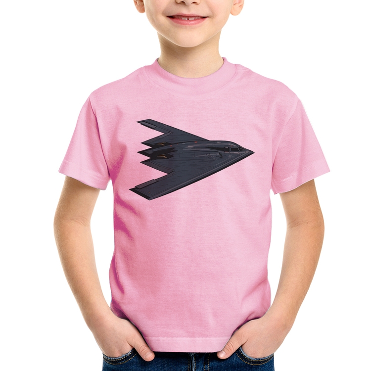 Camiseta Infantil B-2 Spirit Avião Invisível - Rosa Bebê
