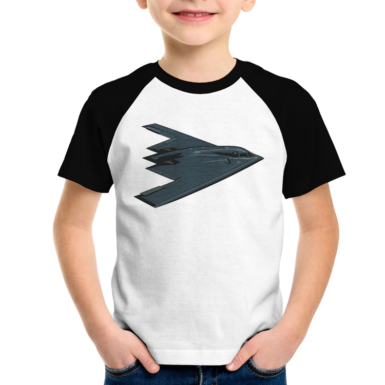 Camiseta Raglan Infantil B-2 Spirit Avião Invisível