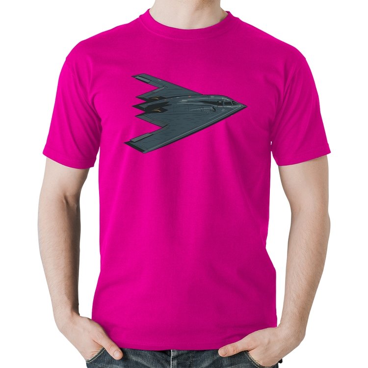 Camiseta Algodão B-2 Spirit Avião Invisível - Rosa