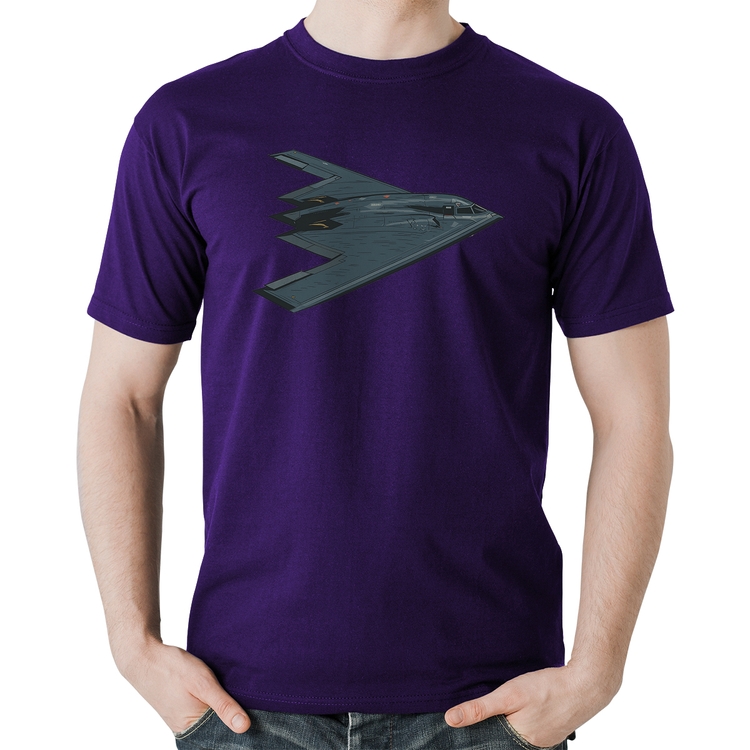 Camiseta Algodão B-2 Spirit Avião Invisível - Roxa