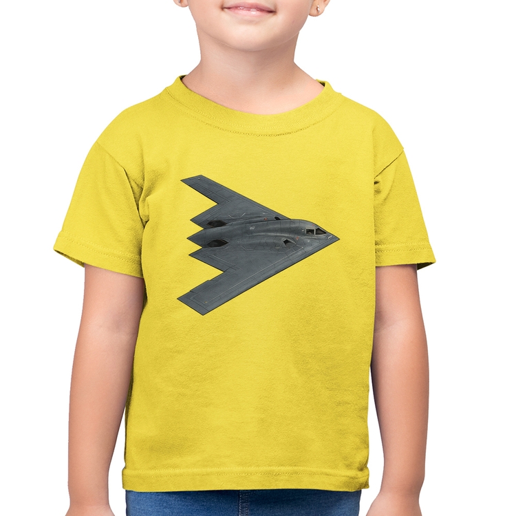 Camiseta Algodão Infantil B-2 Spirit Bombardeiro Furtivo - Amarelo Canário
