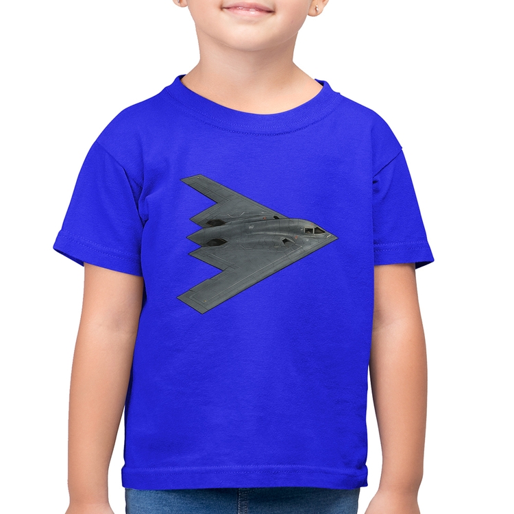 Camiseta Algodão Infantil B-2 Spirit Bombardeiro Furtivo - Azul Royal