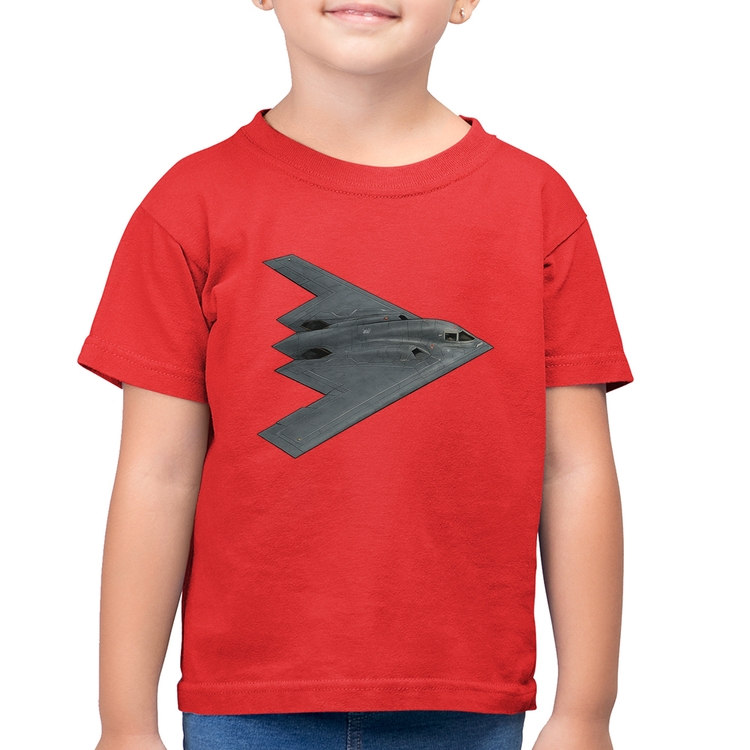 Camiseta Algodão Infantil B-2 Spirit Bombardeiro Furtivo - Vermelha