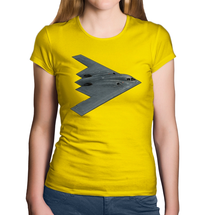 Baby Look Algodão B-2 Spirit Bombardeiro Furtivo - Amarela