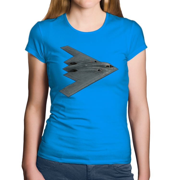 Baby Look Algodão B-2 Spirit Bombardeiro Furtivo - Azul