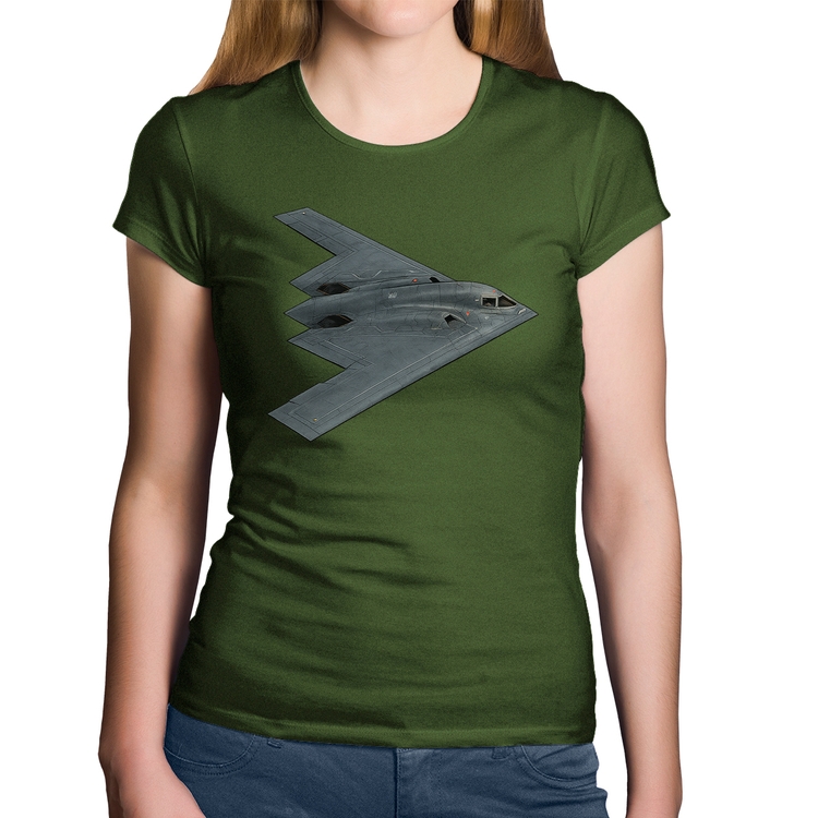 Baby Look Algodão B-2 Spirit Bombardeiro Furtivo - Musgo